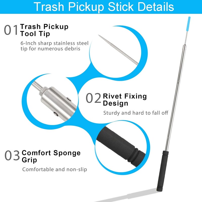 Greeily Trash Picker Upper Grabber, 62inch Garbage Picker Upper Tool Heavy Duty for Trash Grabber and Seniors Stainless Steel Tube Reinforcement Durability - Image 3